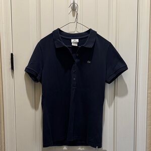 Lacoste Navy Polo Shirt with Green Logo